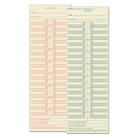 Tops Time Card Semi-Monthly, 500/Box, PK500 1276